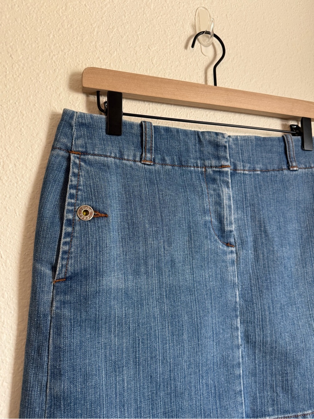 Y2K J Crew Low Rise Denim Mini Skirt Mcbling Coastal Cowgirl Grunge - Picture 7 of 10